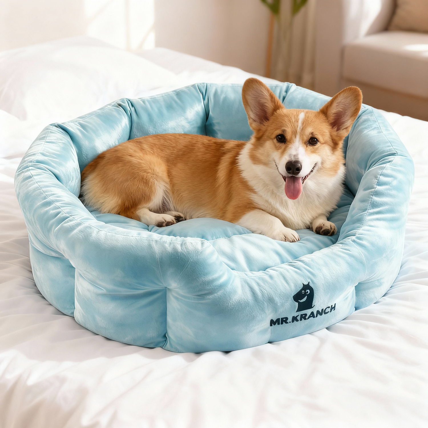 Лежанка Mr.Kranch для собак круглая размер 60х50х21см голубая