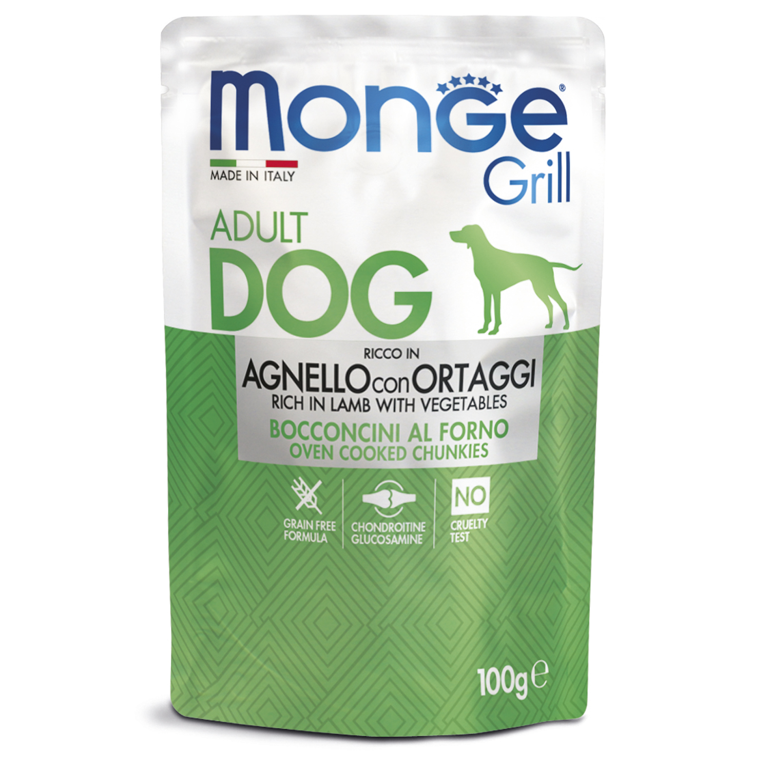 Влажный корм Monge Dog Grill для собак с ягненок и овощами, паучи 100 г