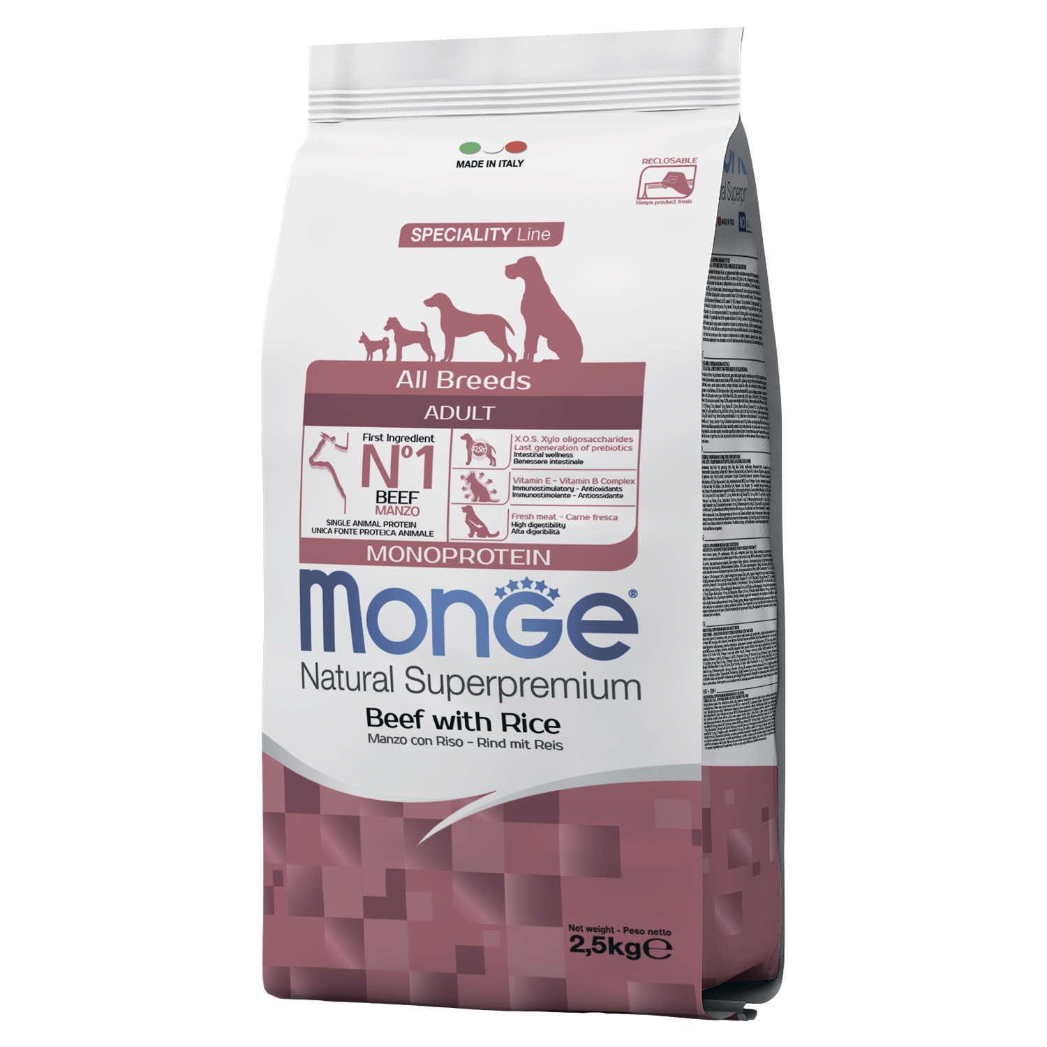 Monge Dog Monoprotein All Breeds Beef and Rice корм для собак всех пород говядина с рисом 2,5 кг