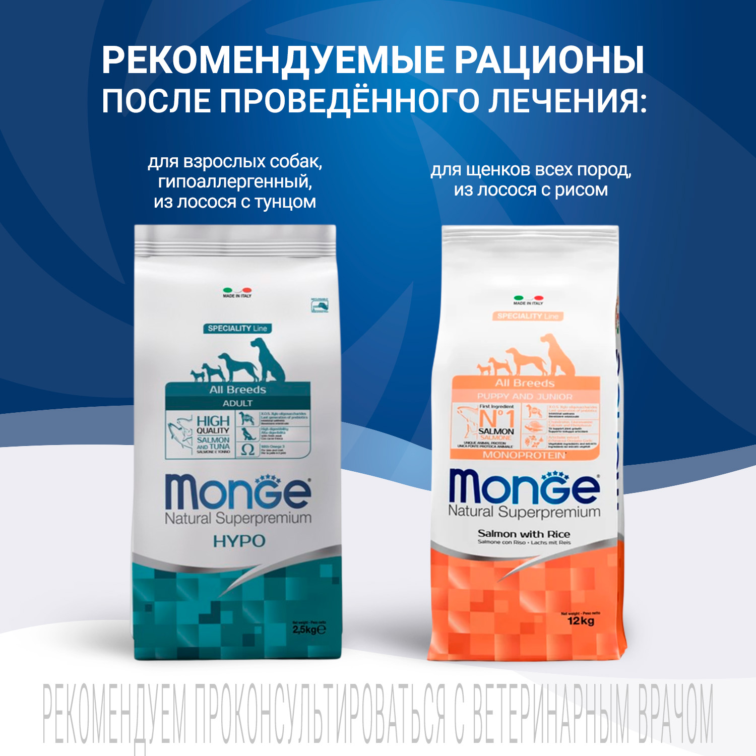 Диетический корм Monge VetSolution Dog Dermatosis Дерматозис для собак при заболеваниях кожи 12 кг