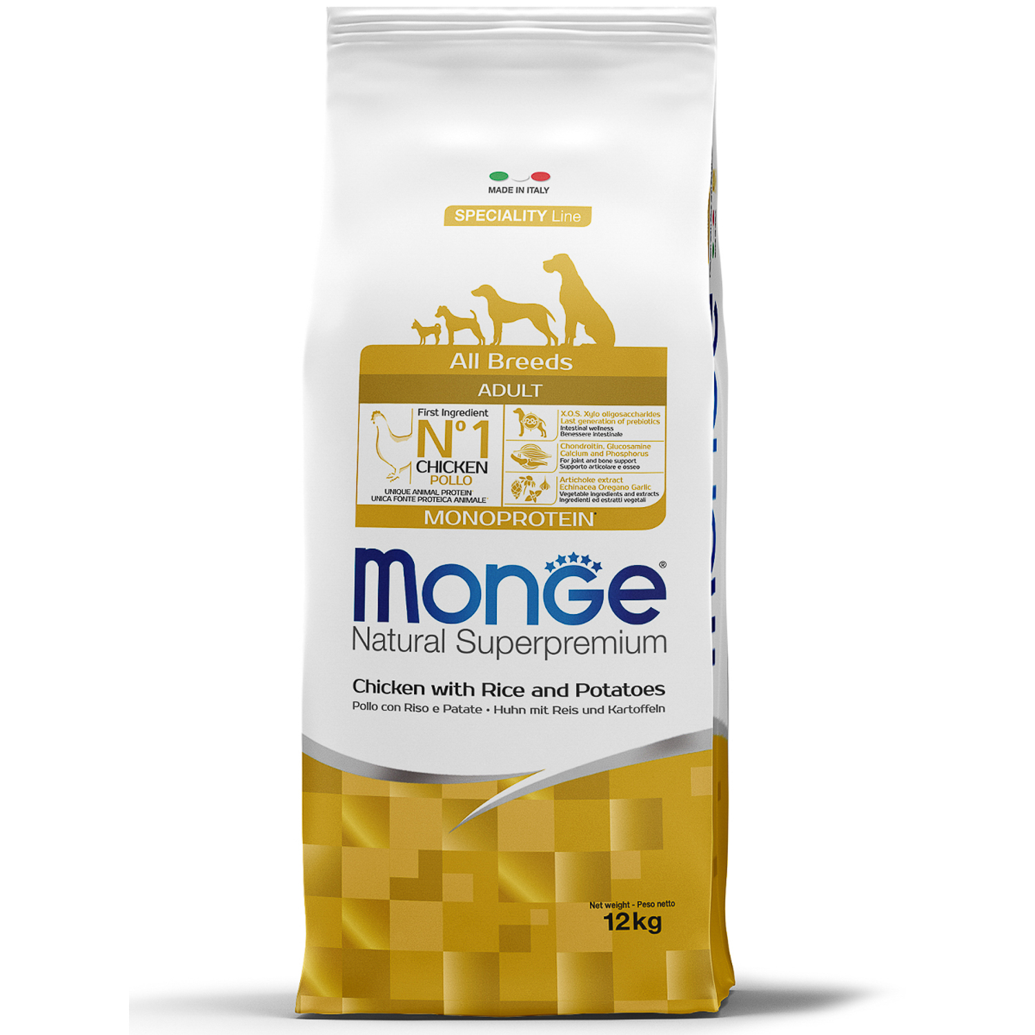 Сухой корм Monge Dog Speciality Line Monoprotein для взрослых собак всех пород, из курицы с рисом и картофелем 12 кг
