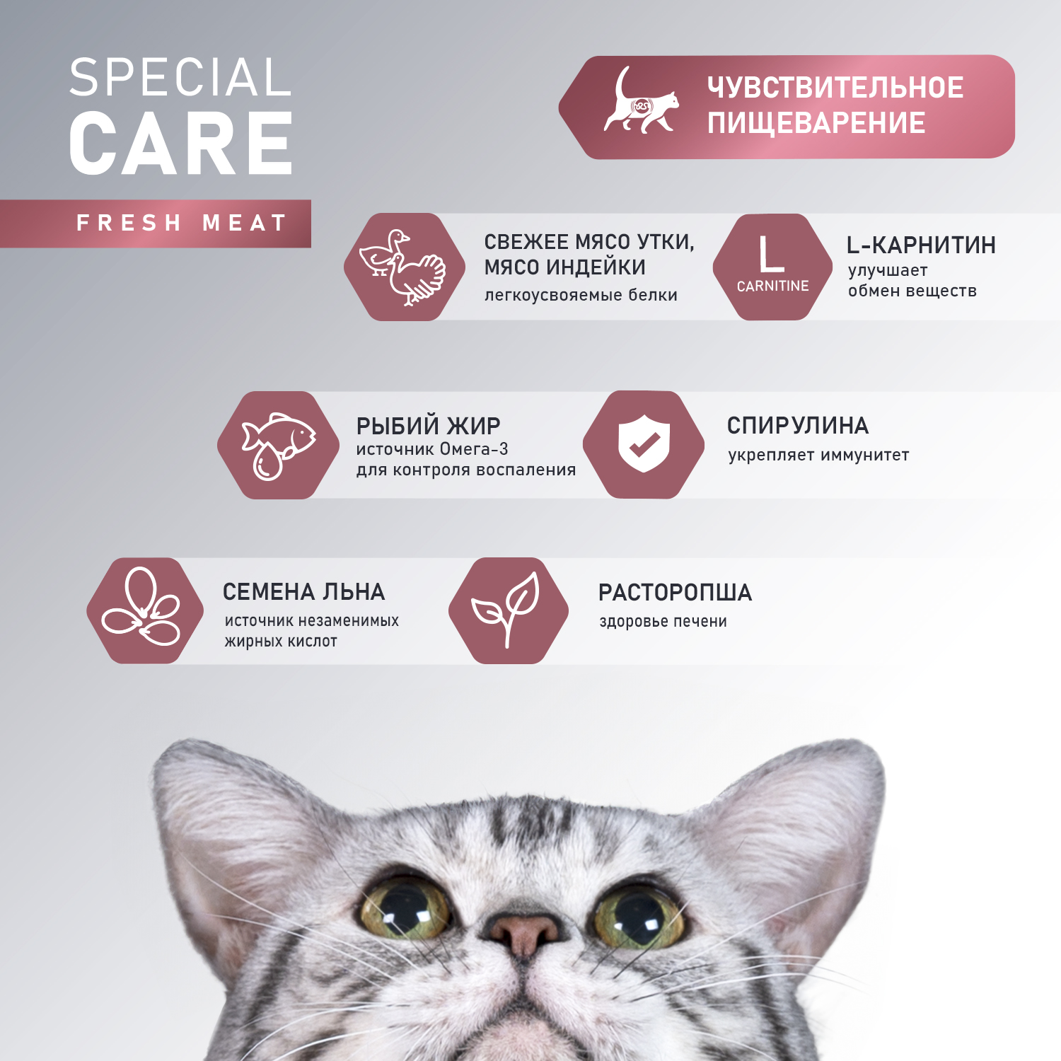 Сухой корм AWARD SPECIAL CARE Sensitive Digestion для взрослых кошек с чувствительным пищеварением со свежим мясом утки 1,5кг