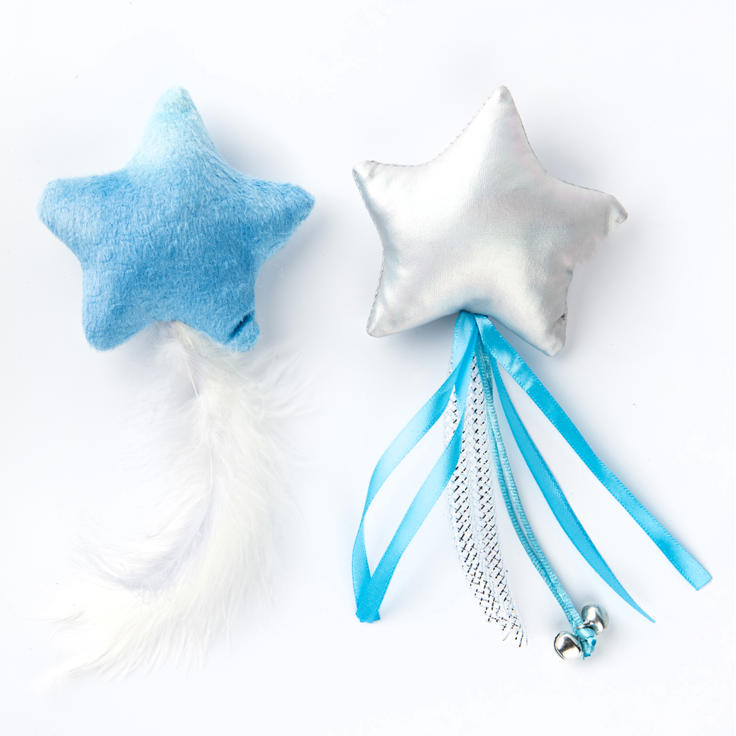 Игрушка Petpark для кошек Звездочки с перьями и лентами с кошачьей мятой (2 шт в комплекте)