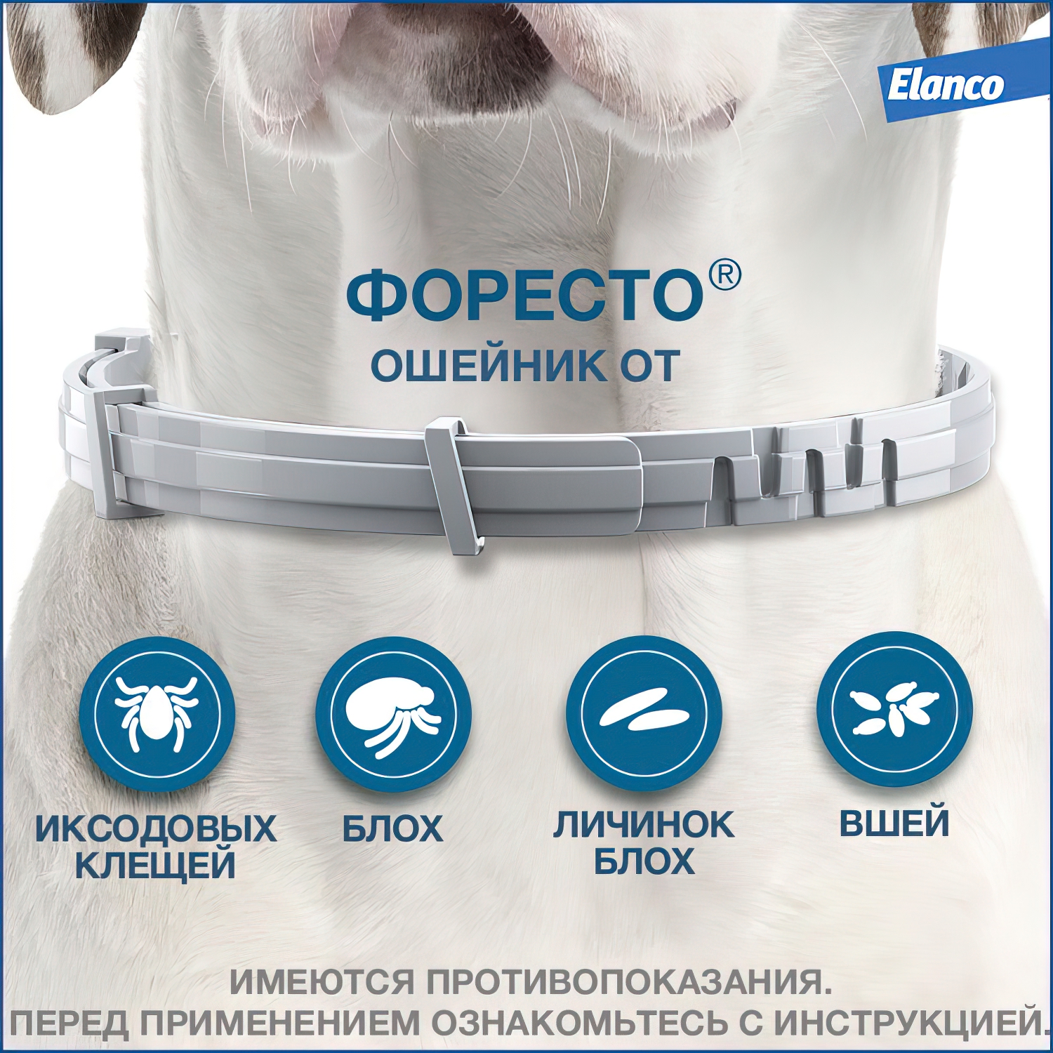 Bayer Форесто ошейник от клещей и блох для собак более 8 кг, 70 см