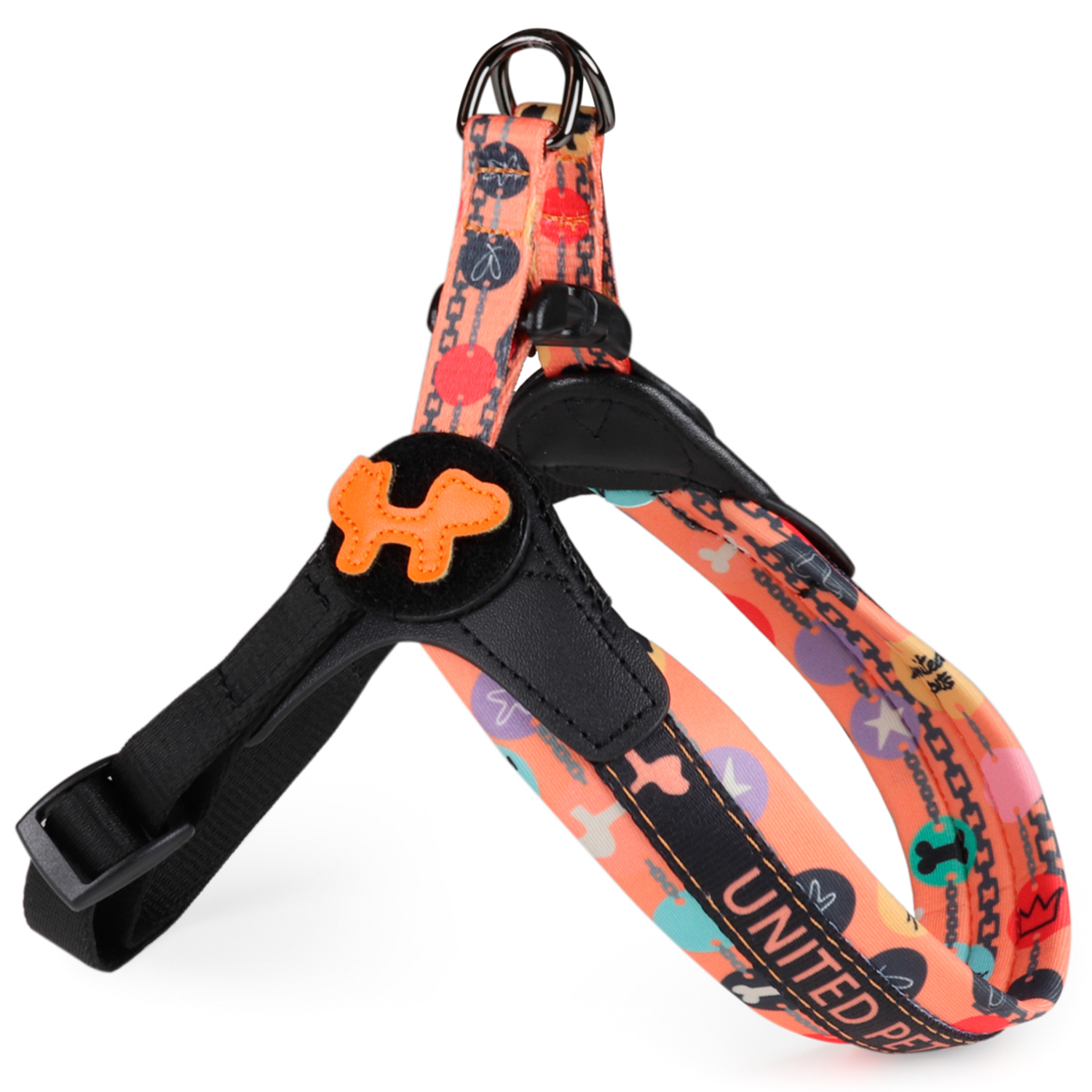 Шлейка United Pets для собак Complete me Forever 1,5 x 34-42 см, оранжевая с рисунком СКИДКА 30%