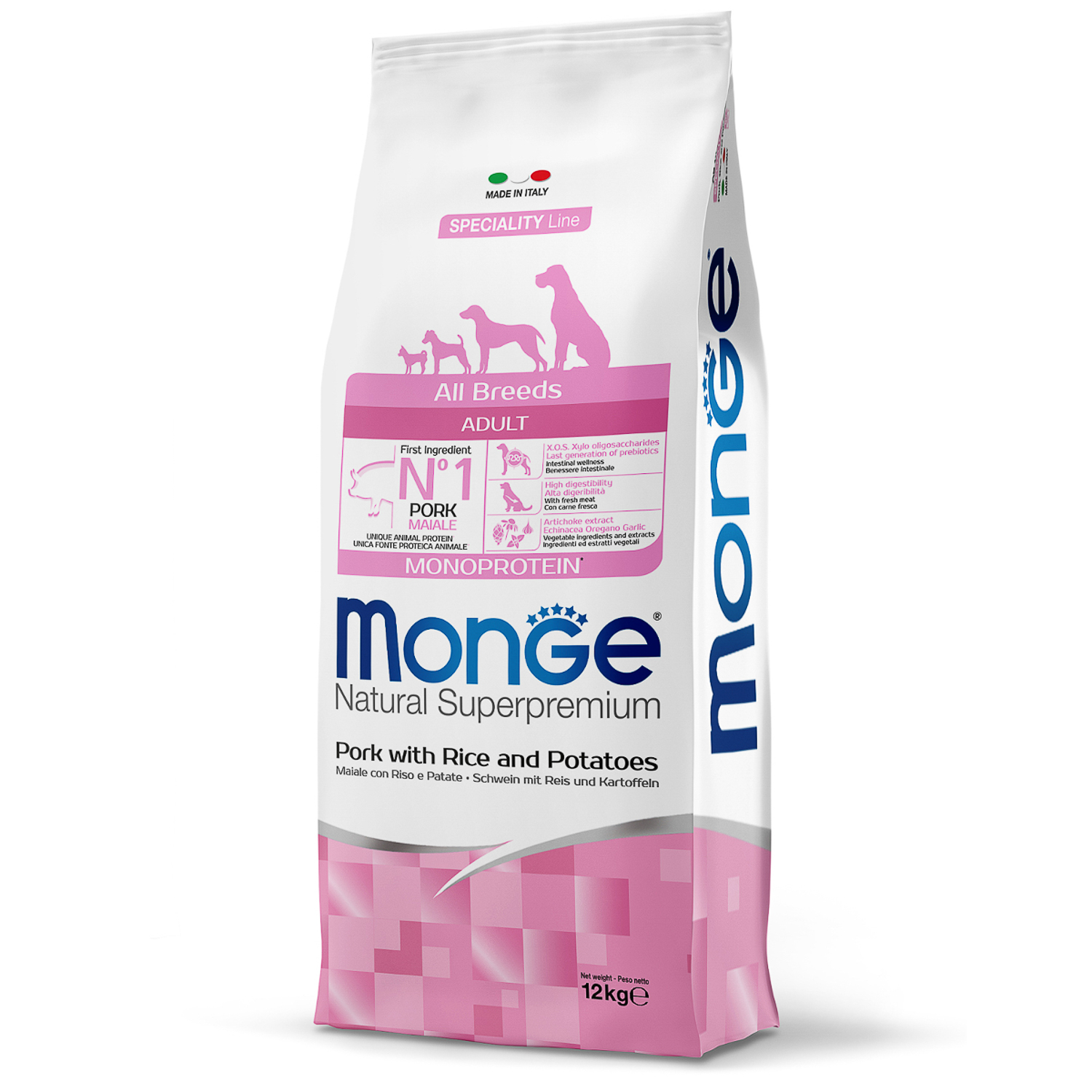 Monge Dog Monoprotein корм для собак всех пород свинина с рисом и картофелем 12 кг