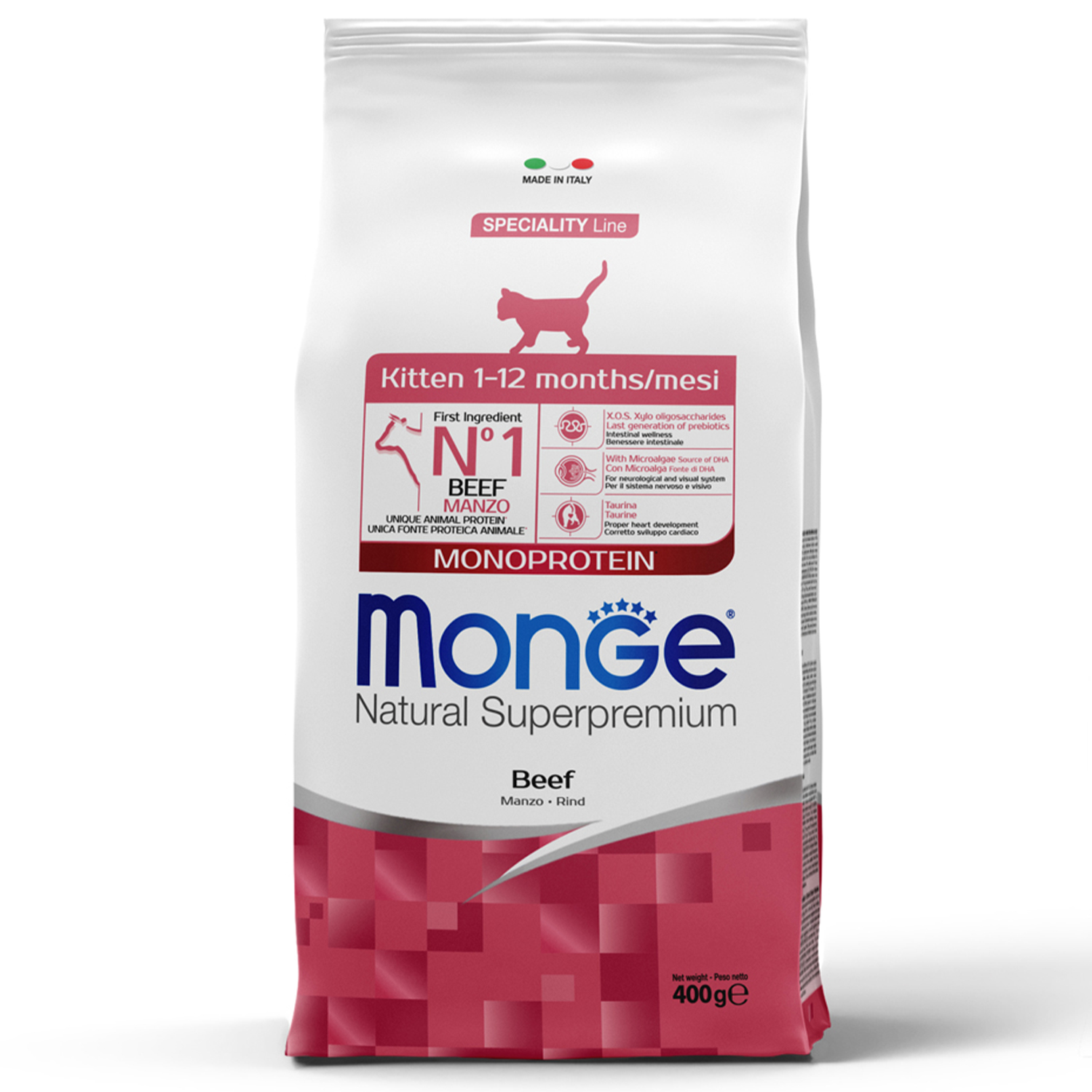 Сухой корм Monge Cat Speciality Line Monoprotein для котят и беременных кошек, из говядины 400 г