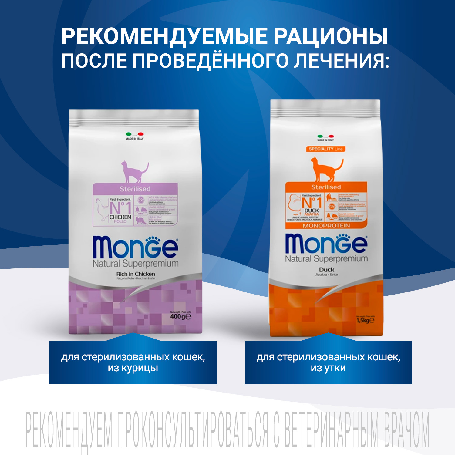 Диетический корм Monge VetSolution Cat Gastrointestinal гастро интестинал для кошек при заболеваниях ЖКТ 400 г