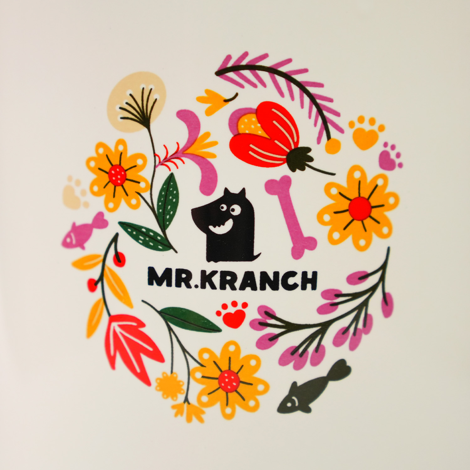Бокс Mr.Kranch керамический для хранения корма для собак Цветы Прованса 1900 мл, розовый