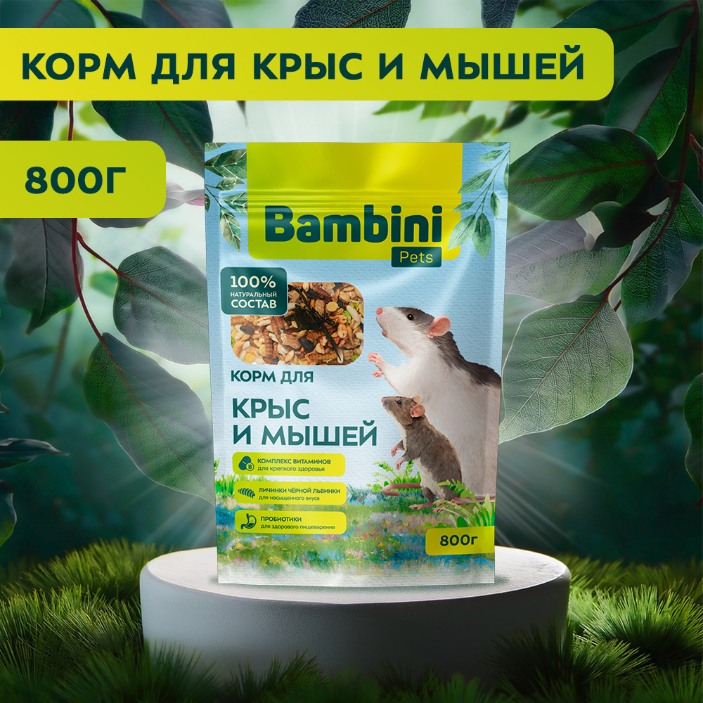 Корм Bambini Pets для крыс и мышей, 800 г