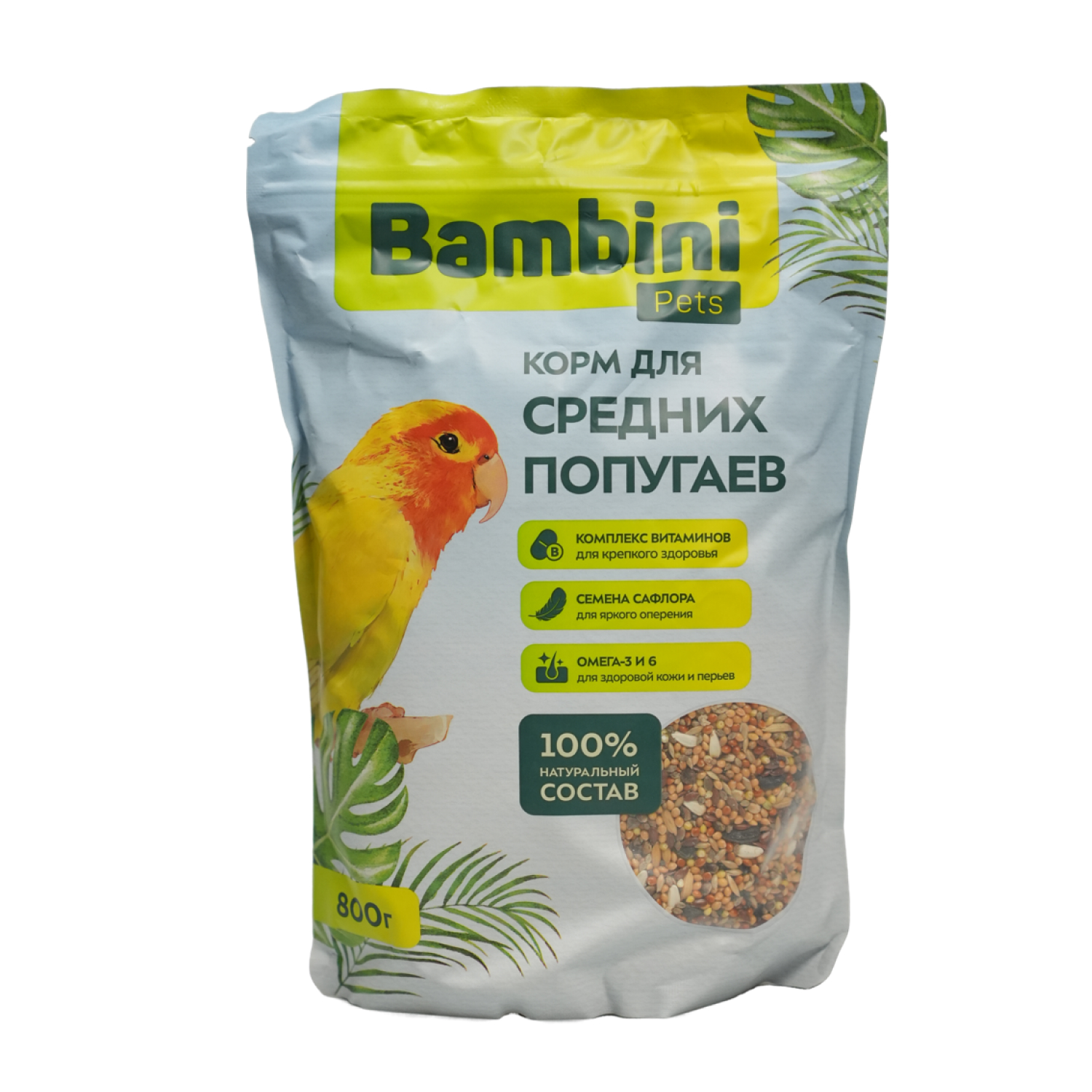 Корм Bambini Pets для средних попугаев, 800 г