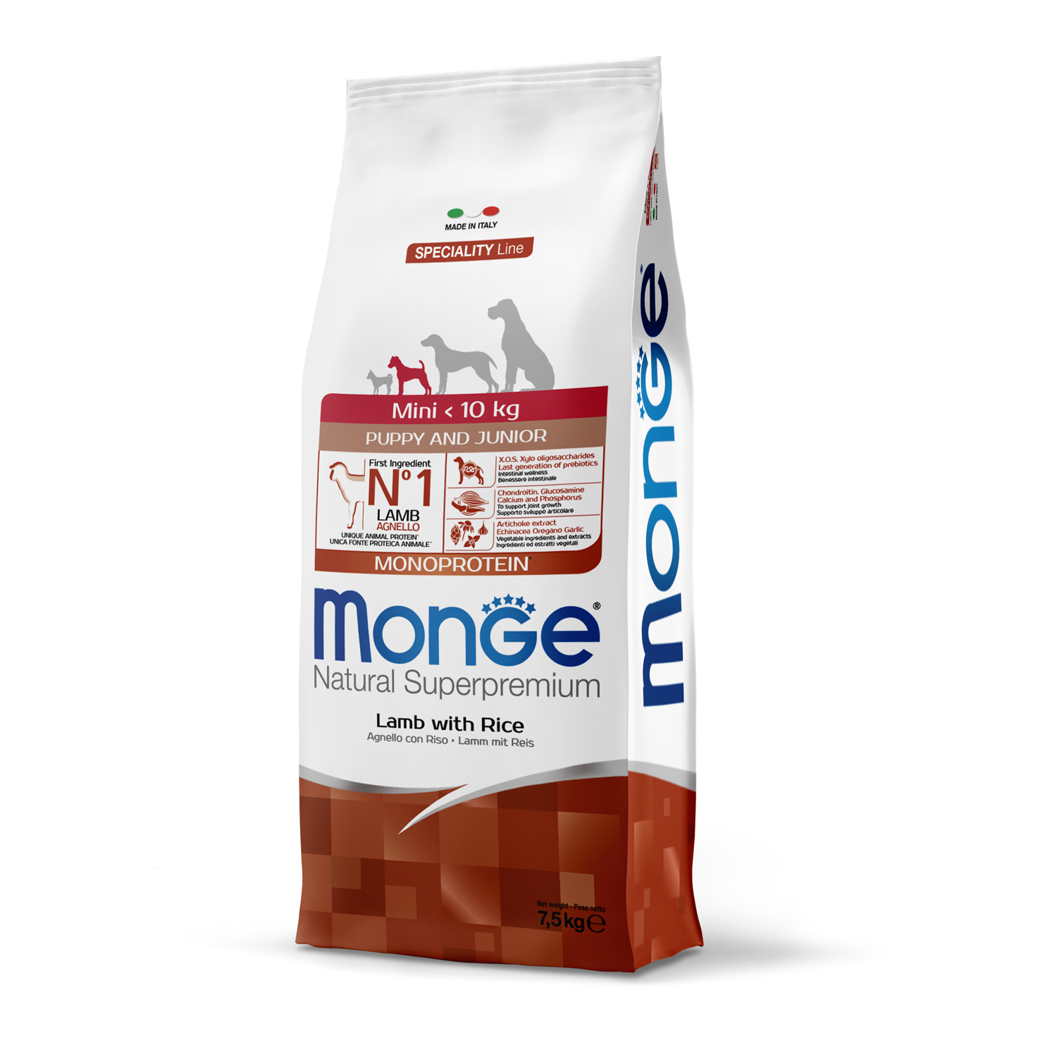 Сухой корм Monge Dog Speciality Line Monoprotein для щенков мелких пород, из ягненка с рисом 7,5 кг