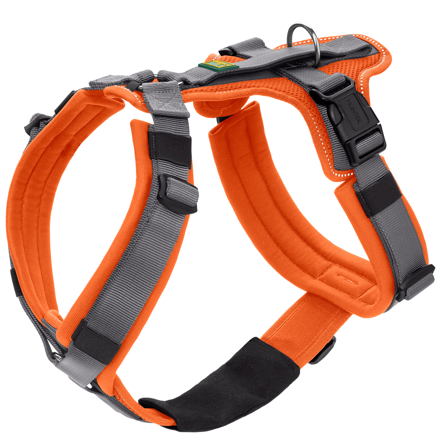 Hunter шлейка для собак Safety Maldon M (50-84 / 53-71 / 2,5 см) с ручкой, нейлон, оранжевый/серый СКИДКА 50%