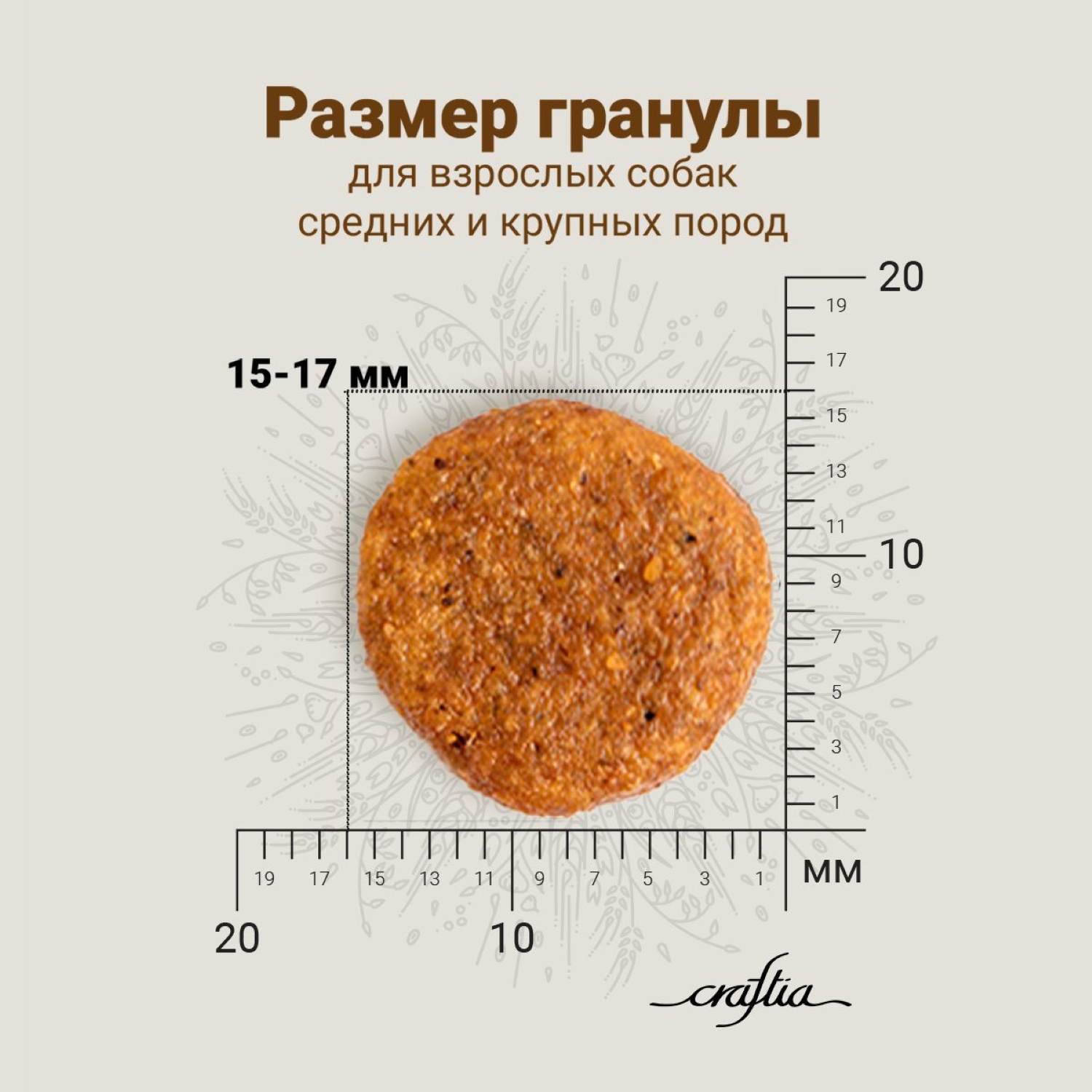 Сухой корм CRAFTIA NATURA для взрослых собак средних и крупных пород из лосося и сельди 640 г