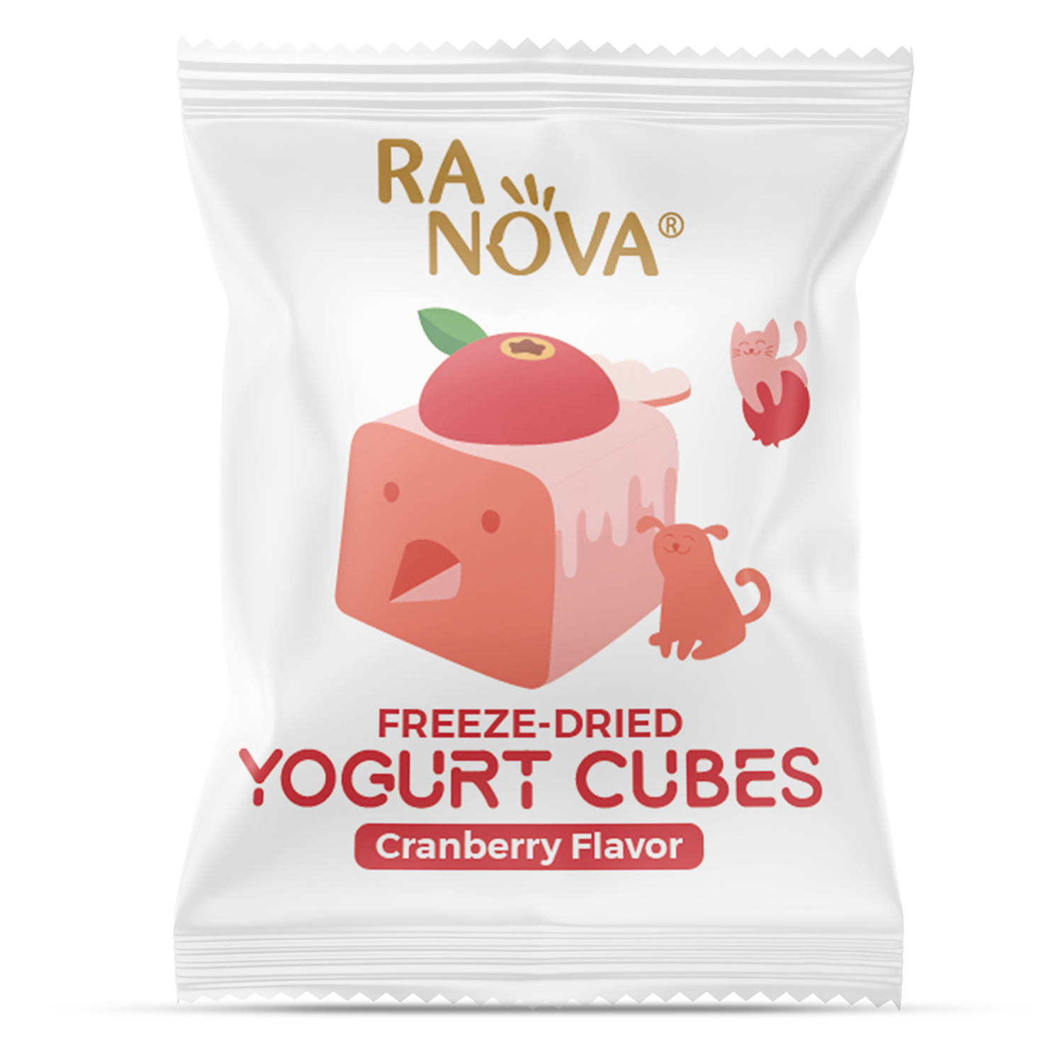Лакомство Ranova для кошек и собак Сублимированный йогурт микс вкусов: оргинальный, черника, клюква, тыква, 40 г