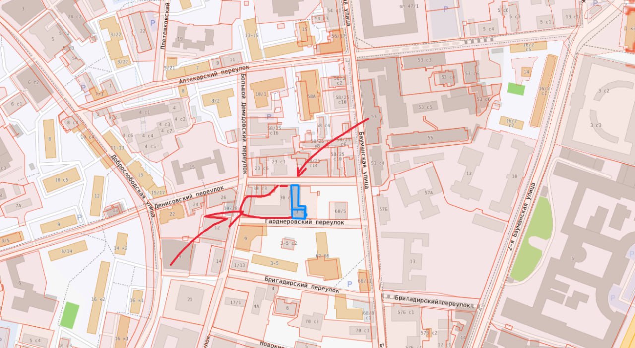 Расположение земельных участков в Басманном районе