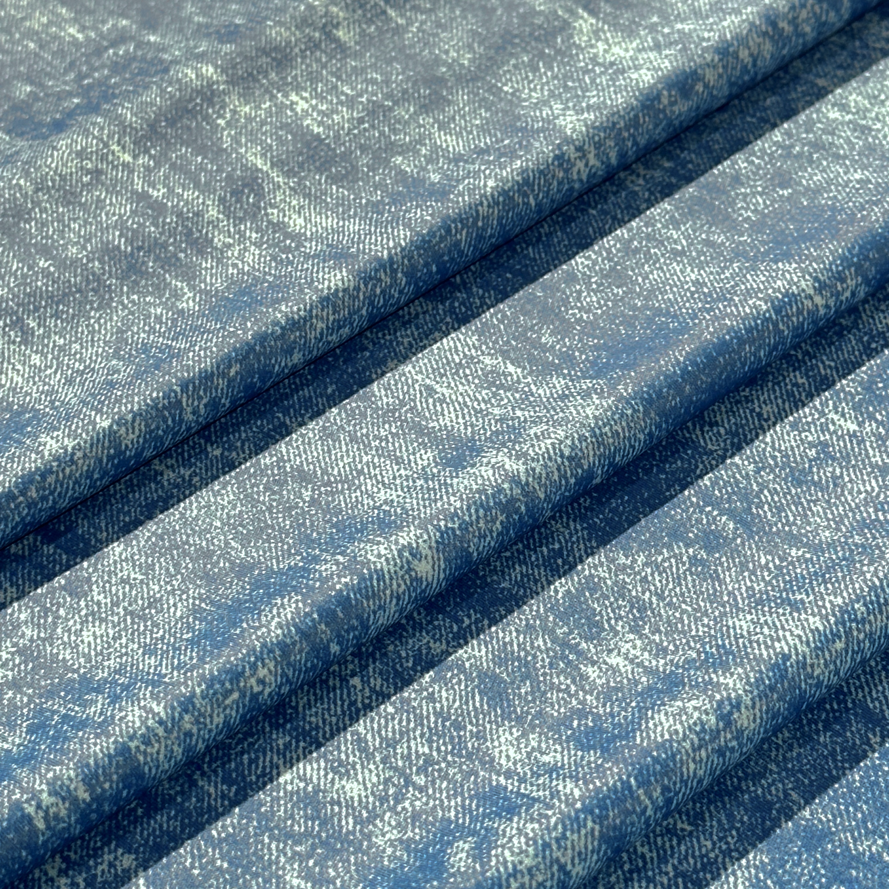 Трикотаж микрофибра принт деним, синий