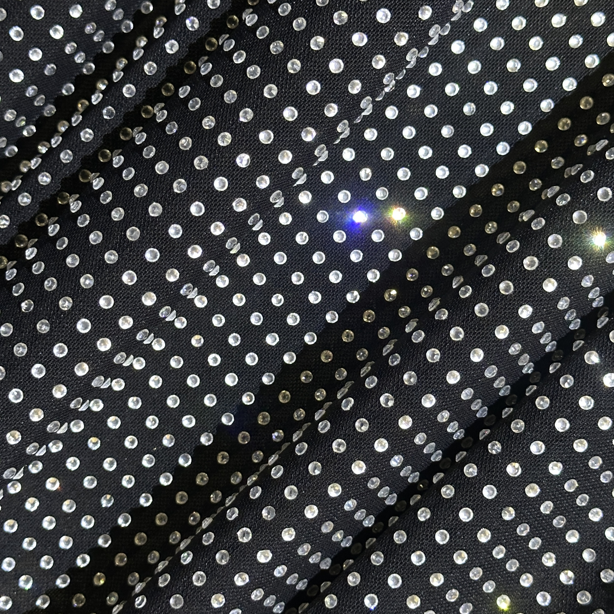 Сетка мелкая трикотажная с кристаллами SS10 CRYSTAL, чёрный