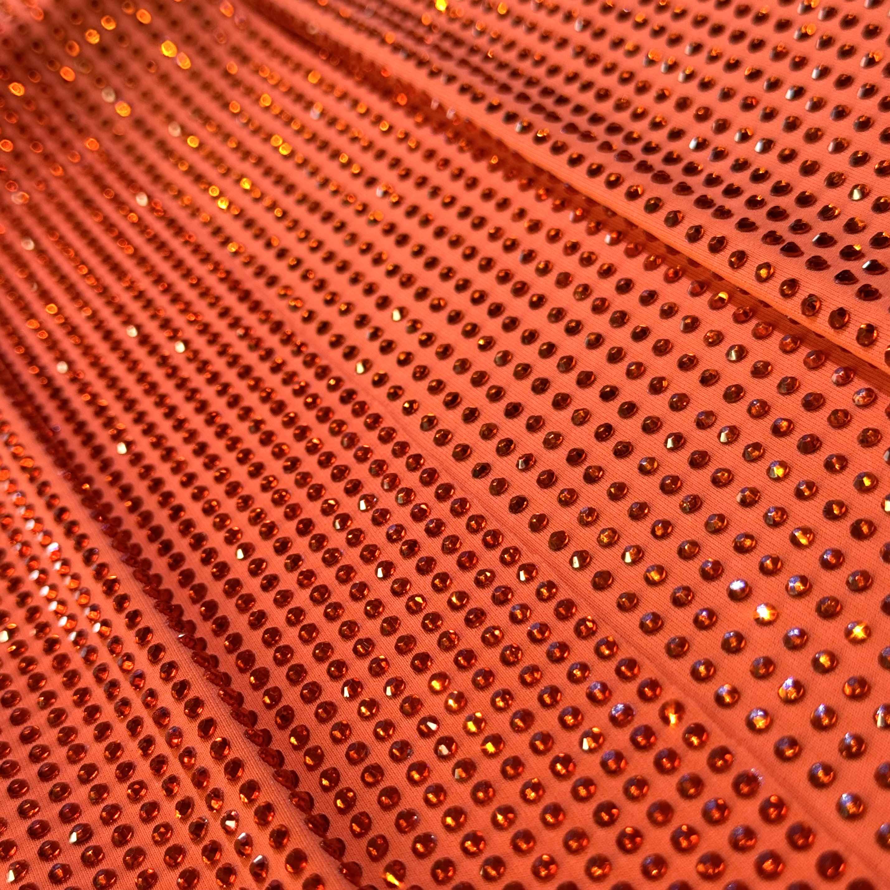 Трикотаж бифлекс с кристаллами SS10 HYACINTH, оранжевый