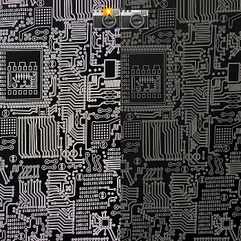 Трикотаж бифлекс со светоотражающим принтом «микросхема» рефлектив