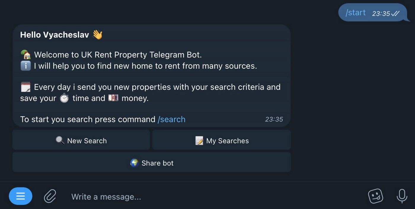 Создание Telegram бота на примере поиска недвижимости