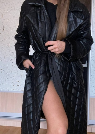 теплое стегпнное пальто