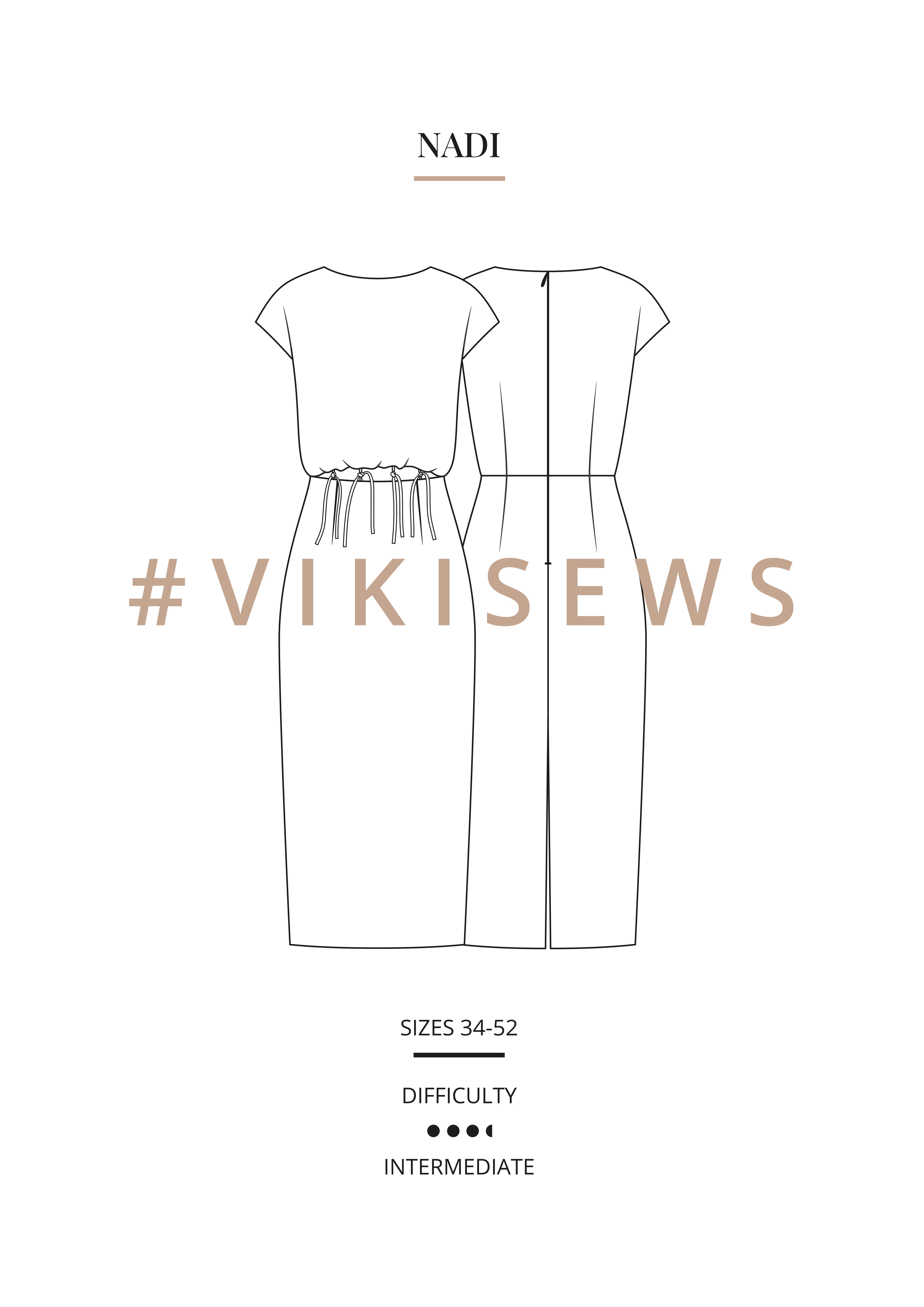 Vikisews Asel Dress Cartamodello per abiti, taglie US 2-20, EU 34-52