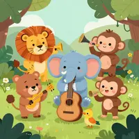 Animaux musiciens cartoon