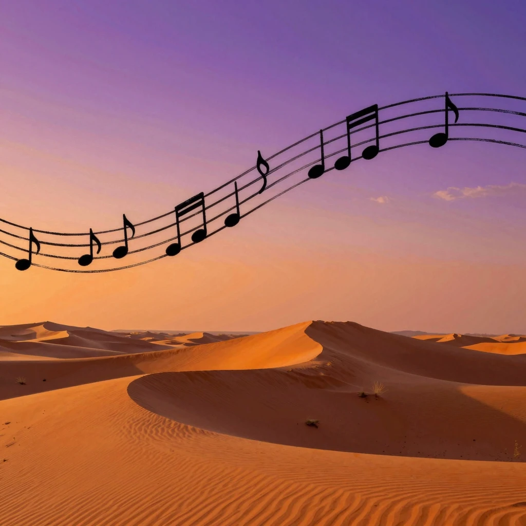 Abstract artistic depiction of North African desert dunes at...