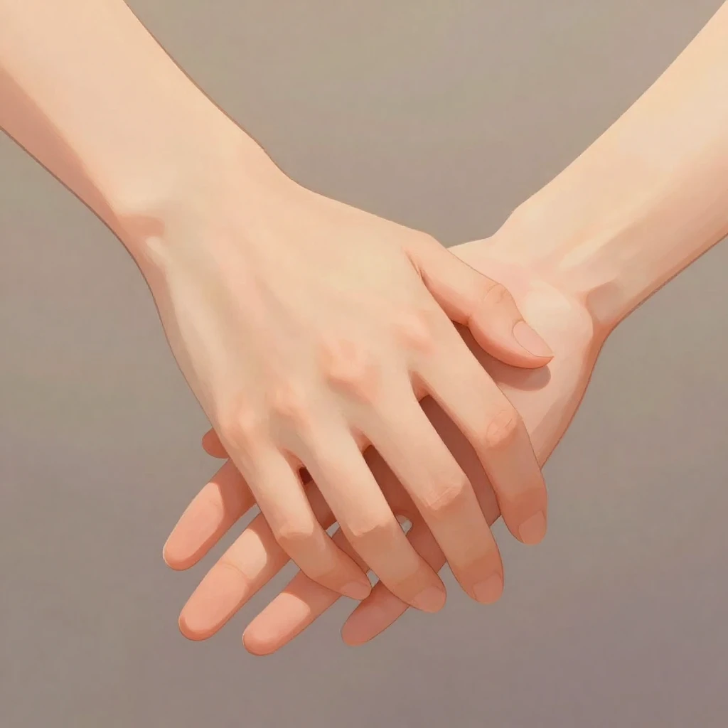 An artistic illustration of two hands gently holding each ot...