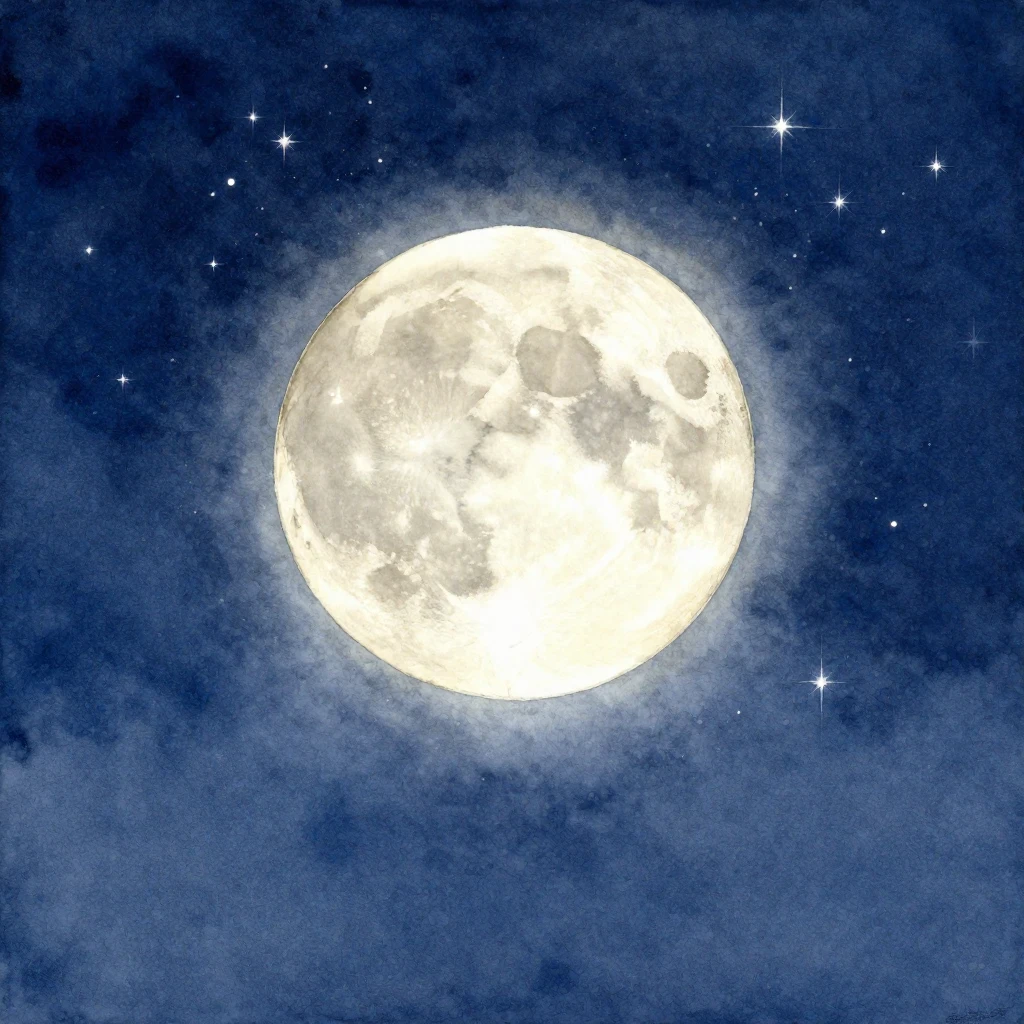 A detailed watercolor painting of a deep blue and silver sta...