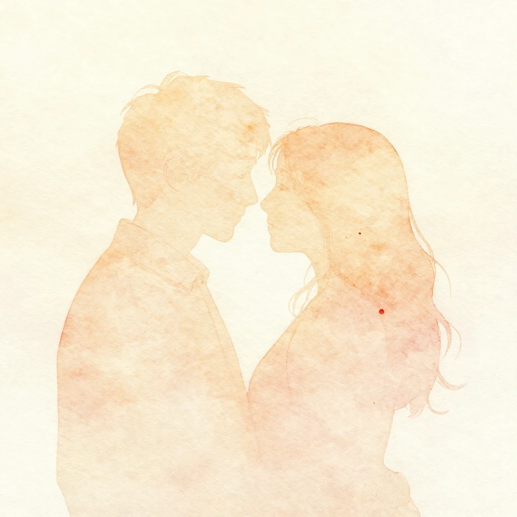 Watercolor illustration of a gentle and warm scene, featurin...