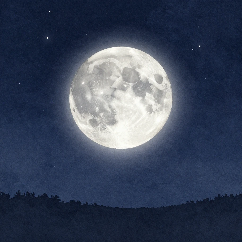 A minimalist watercolor silhouette focusing on a giant glowi...