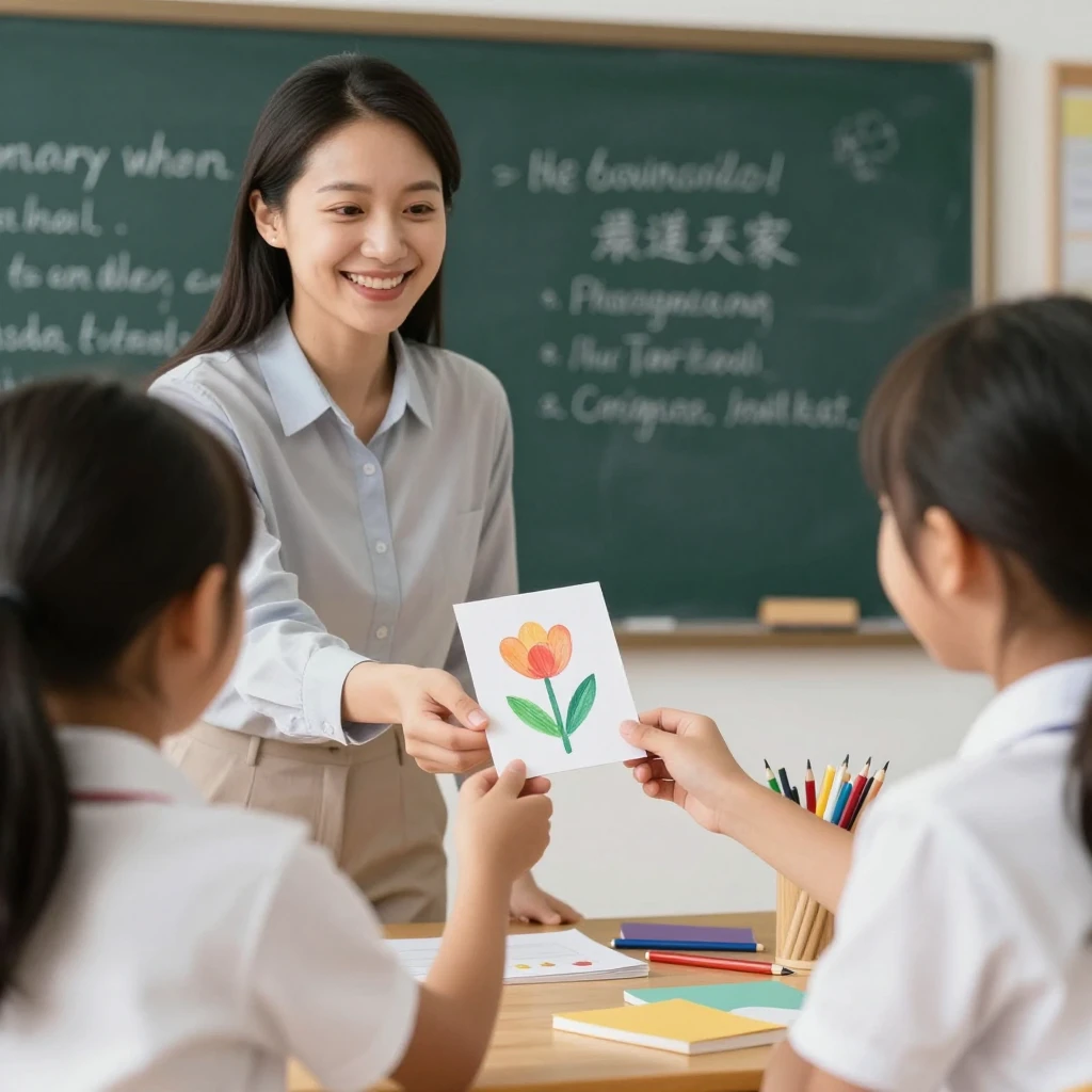 A warm, artistic depiction of a student handing a small, han...