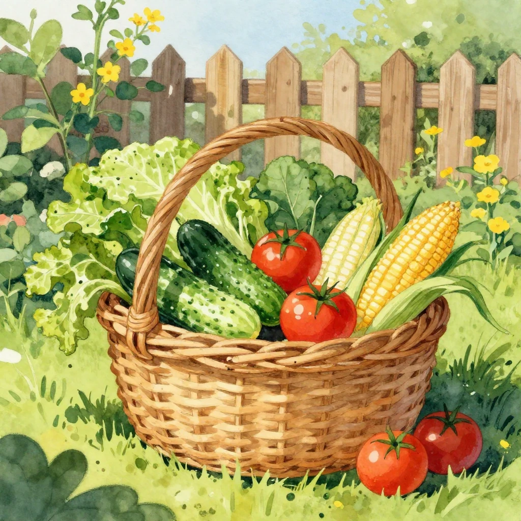 A vibrant and cheerful watercolor illustration depicting a b...