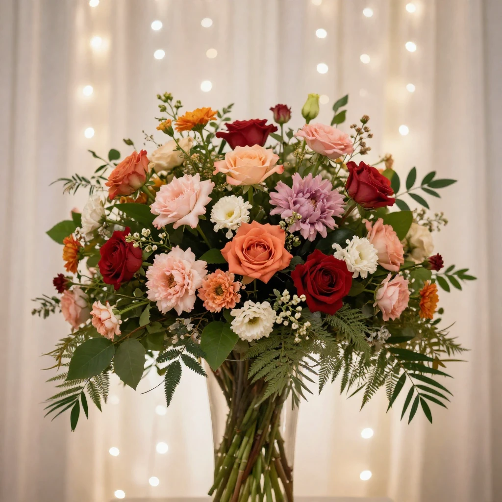 An elegant floral arrangement with vibrant colors and delica...