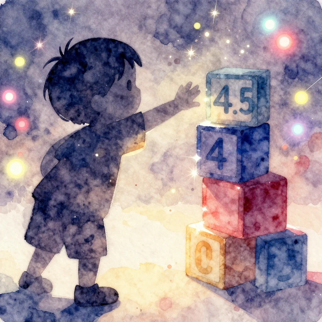 Watercolor illustration depicting a child's silhouette reach...