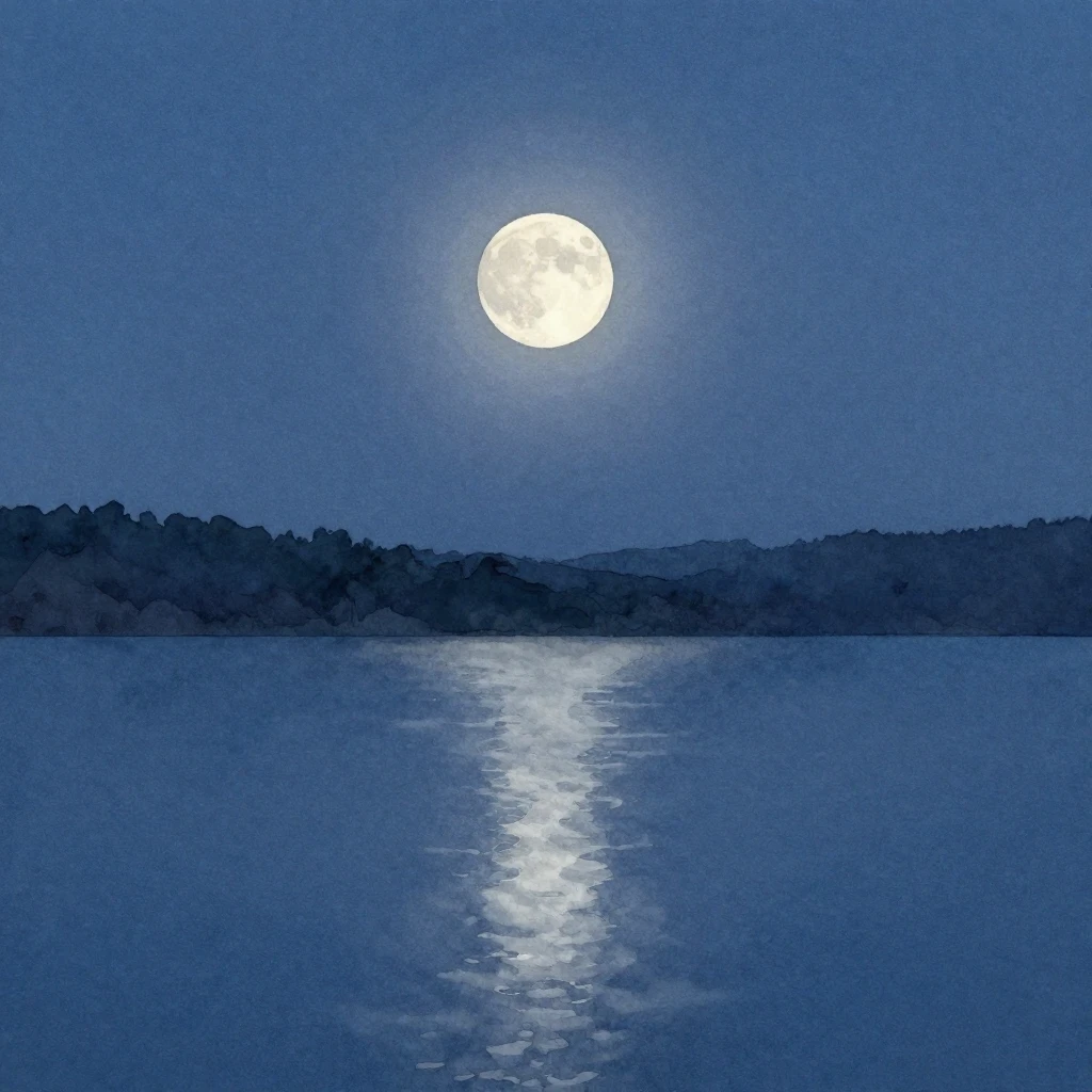 A serene, minimalist depiction of a quiet natural scene, lik...