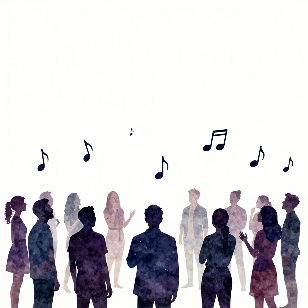 An artistic representation of a group of singers performing ...