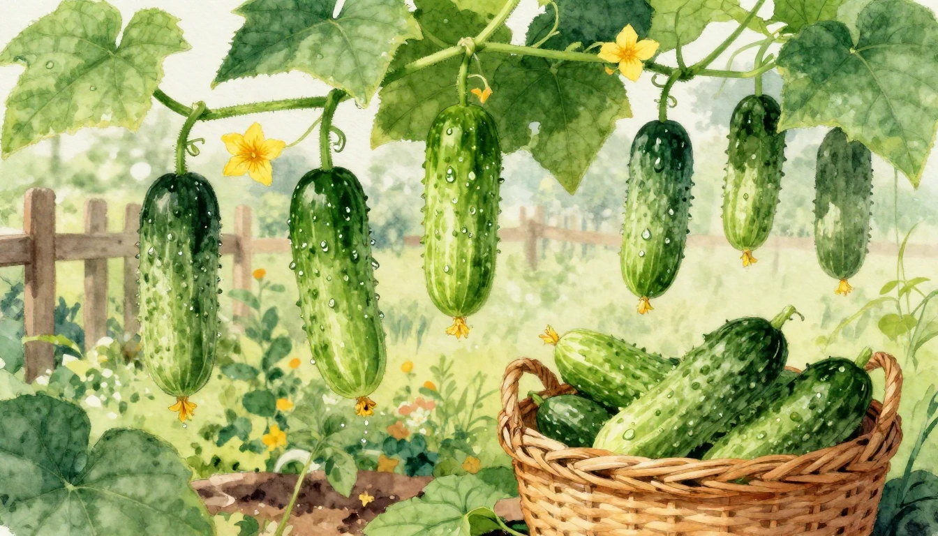 A vibrant and cheerful watercolor illustration of a lush veg...