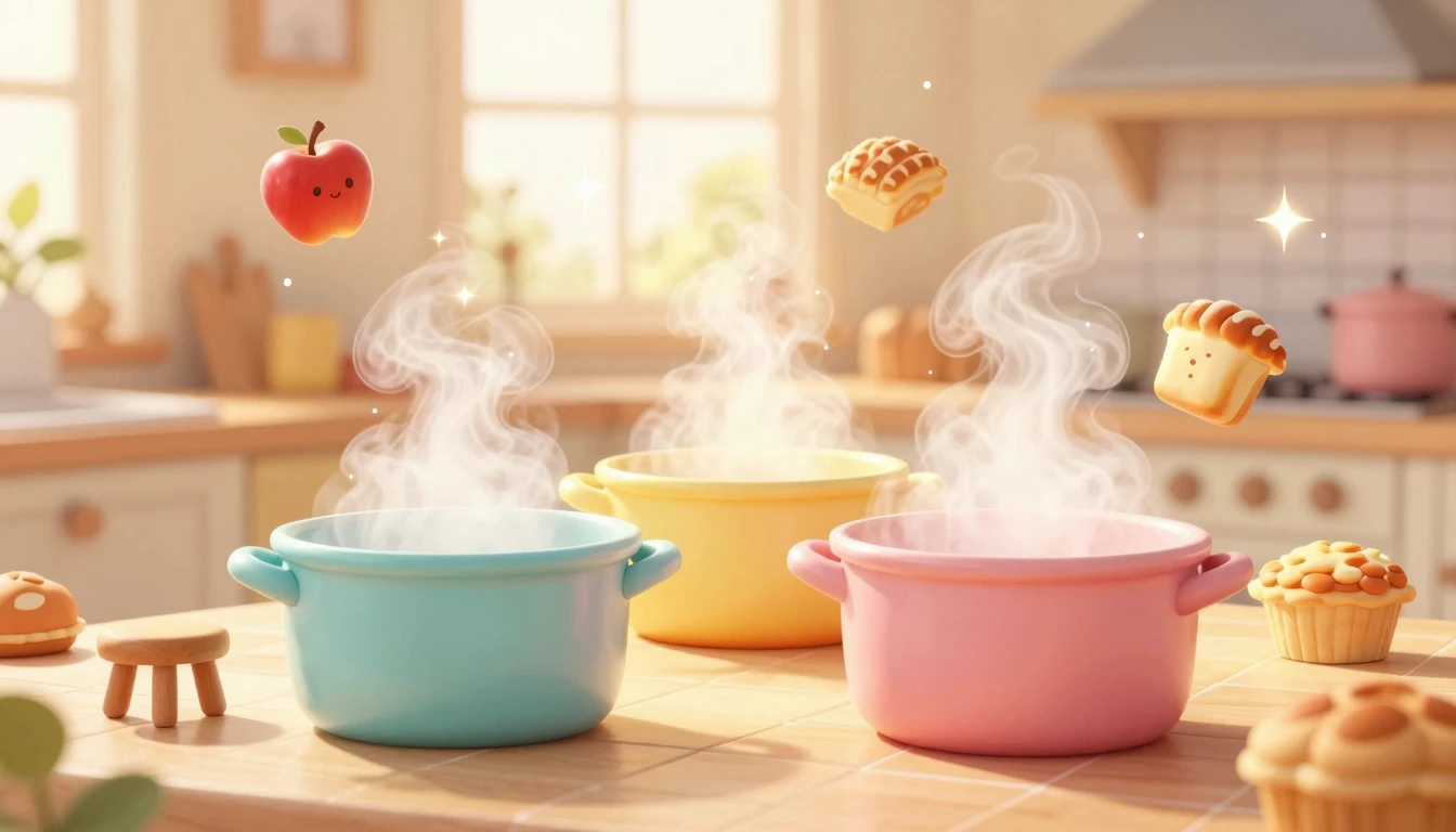 A heartwarming, whimsical kitchen scene filled with magical,...
