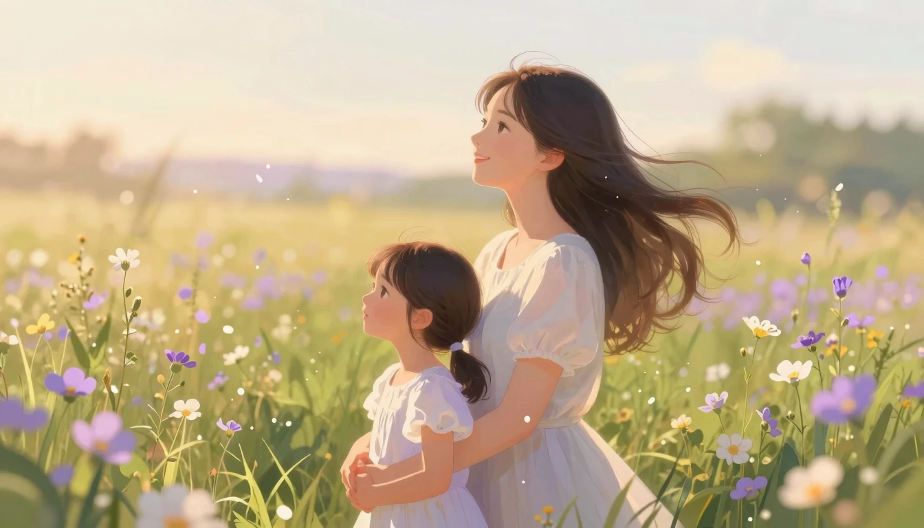 A heartwarming and ethereal illustration capturing the bond ...