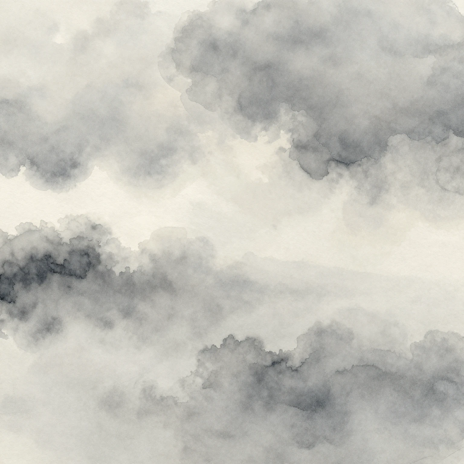 A romantic and calm watercolor background of a foggy landsca...