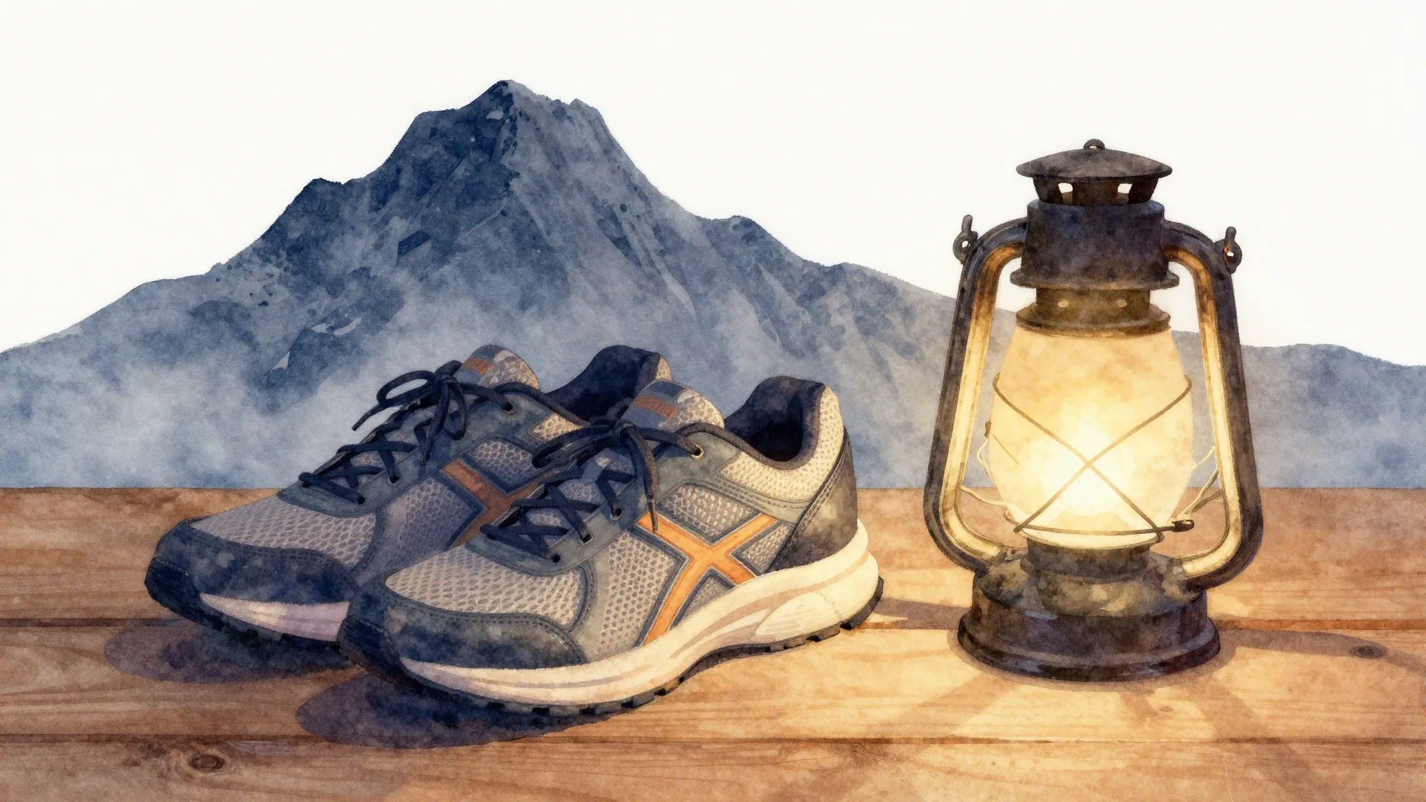 Watercolor style. A cozy still life composition featuring a ...