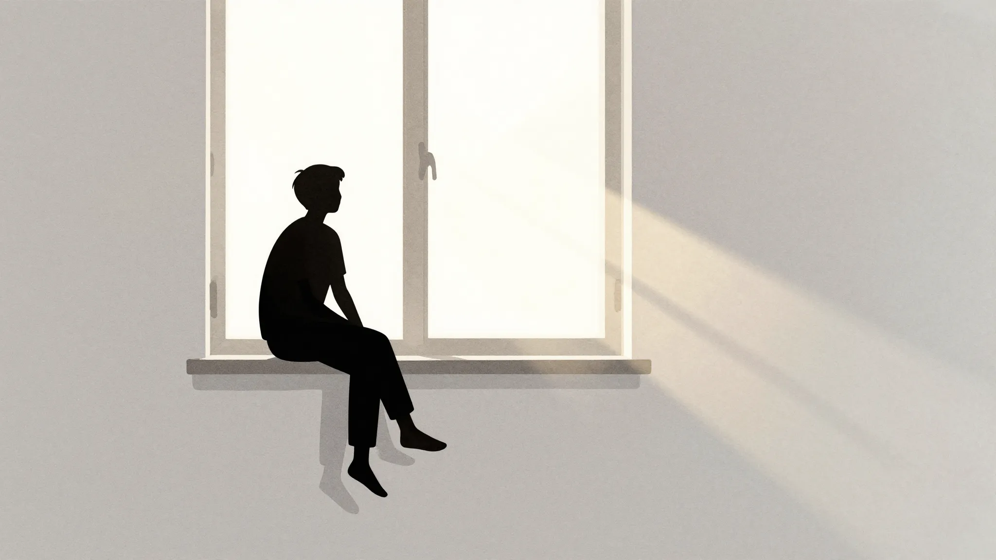 Watercolor style. Minimalist silhouette of a person sitting ...