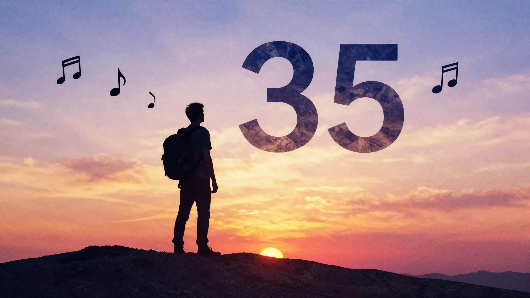 Watercolor style. Silhouette of a man with a backpack and gu...