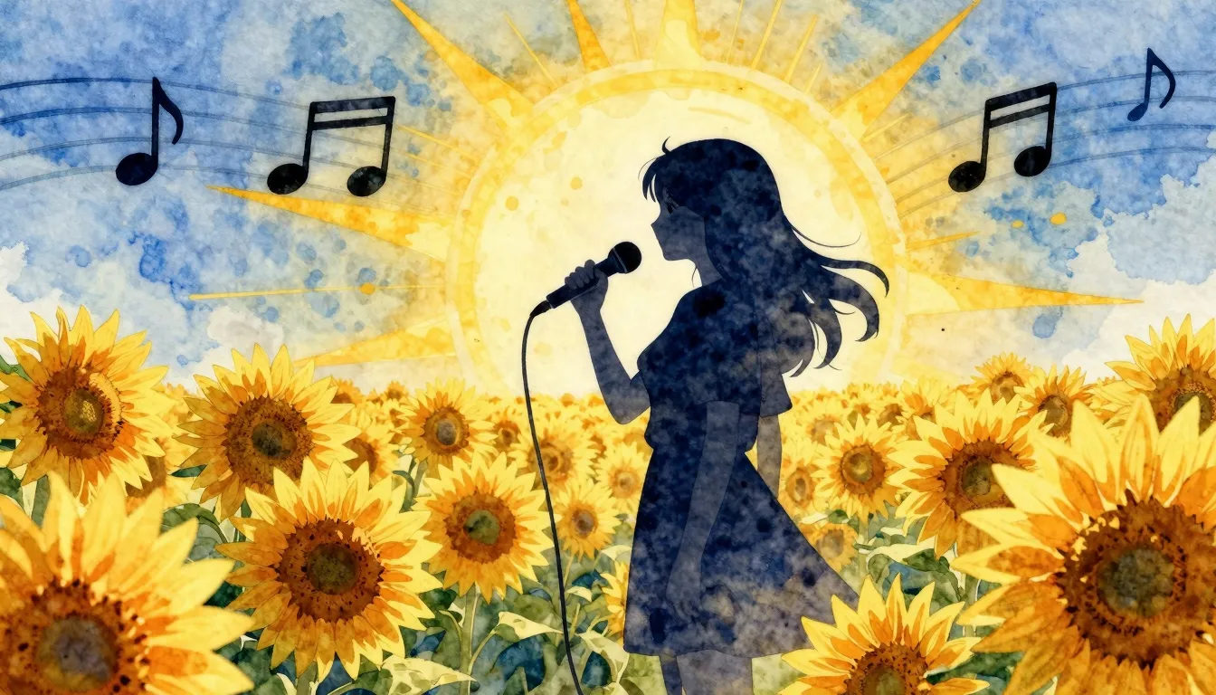 Watercolor style. A silhouette of a young girl with a microp...