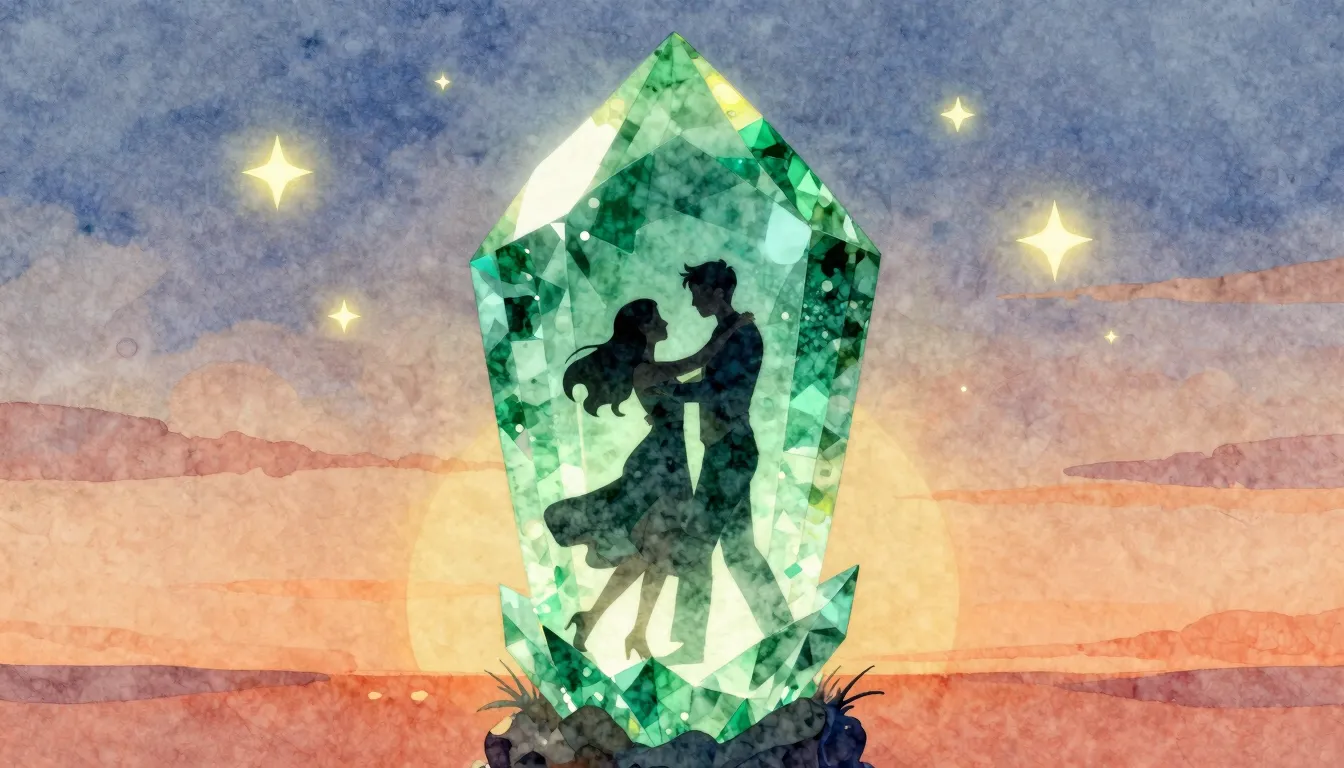 Watercolor style. Two silhouettes of a couple dancing inside...