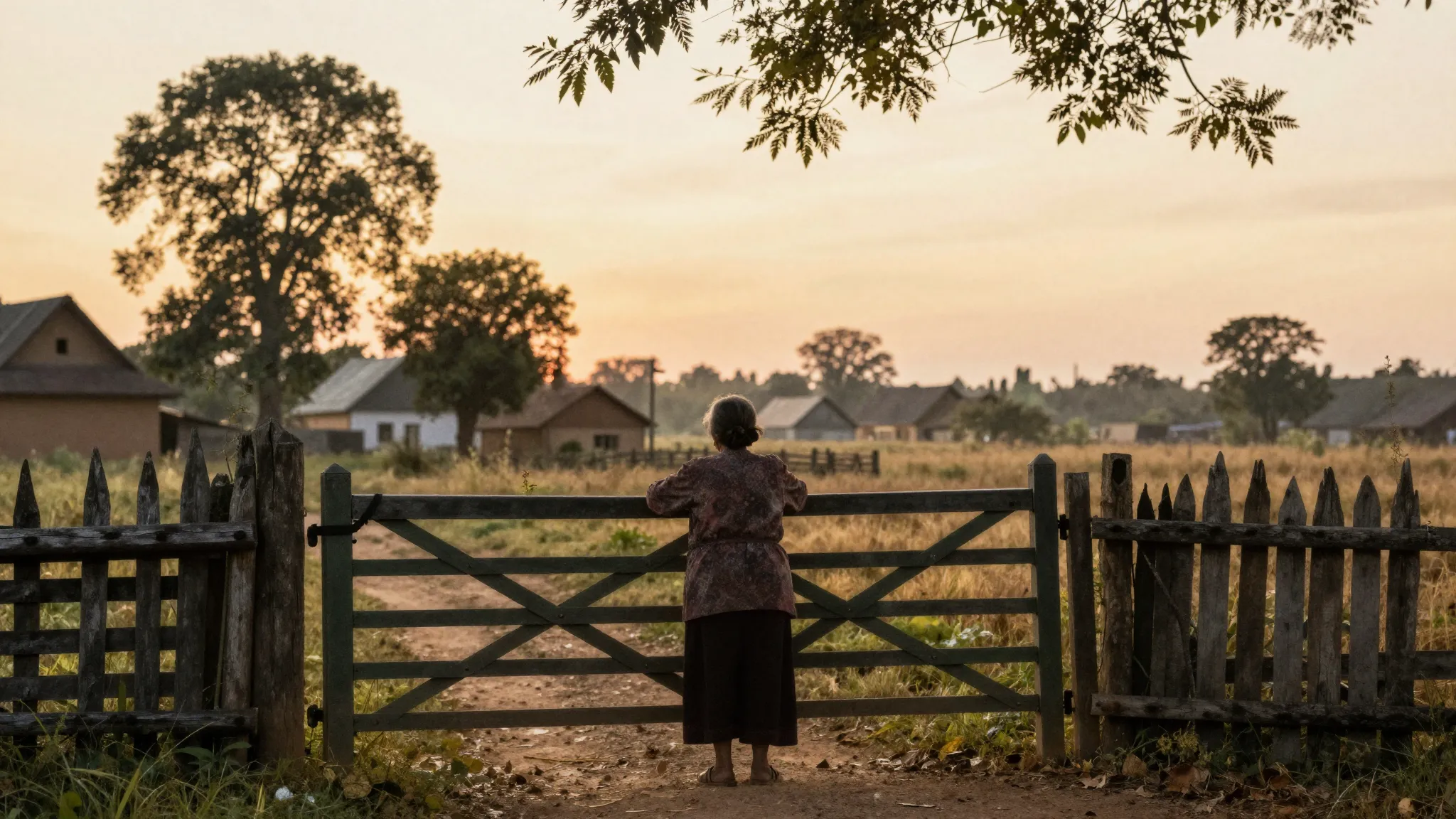 Watercolor style. A silhouette of an elderly woman standing ...