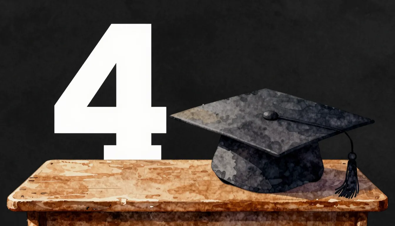 Watercolor style. A silhouette of a student's cap resting on...